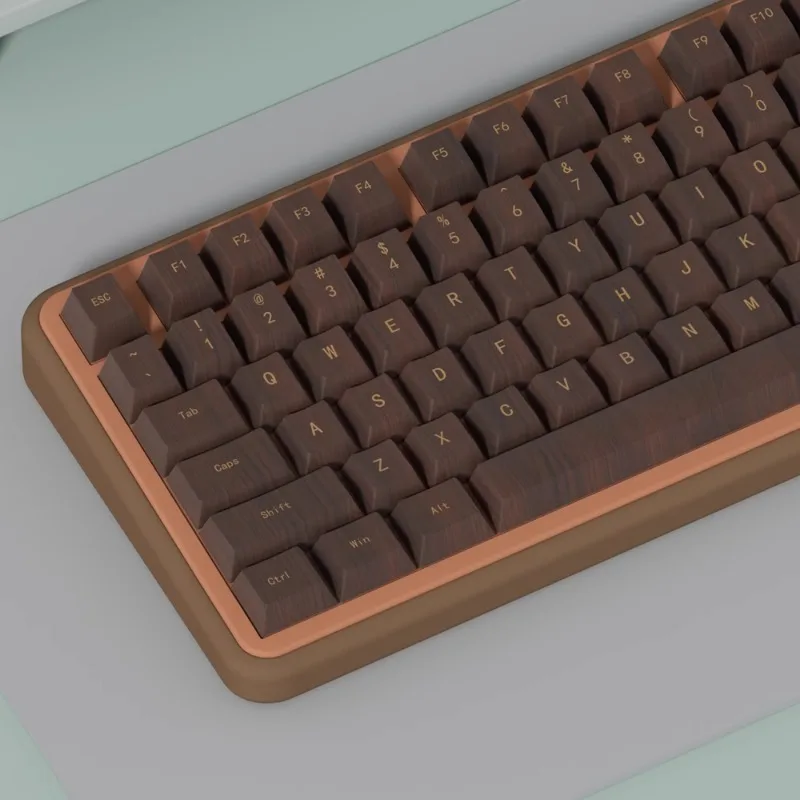 Juego de teclas de grano de madera de imitación Retro, accesorios de teclado mecánico, sublimación PBT, perfil de cereza, 138 teclas