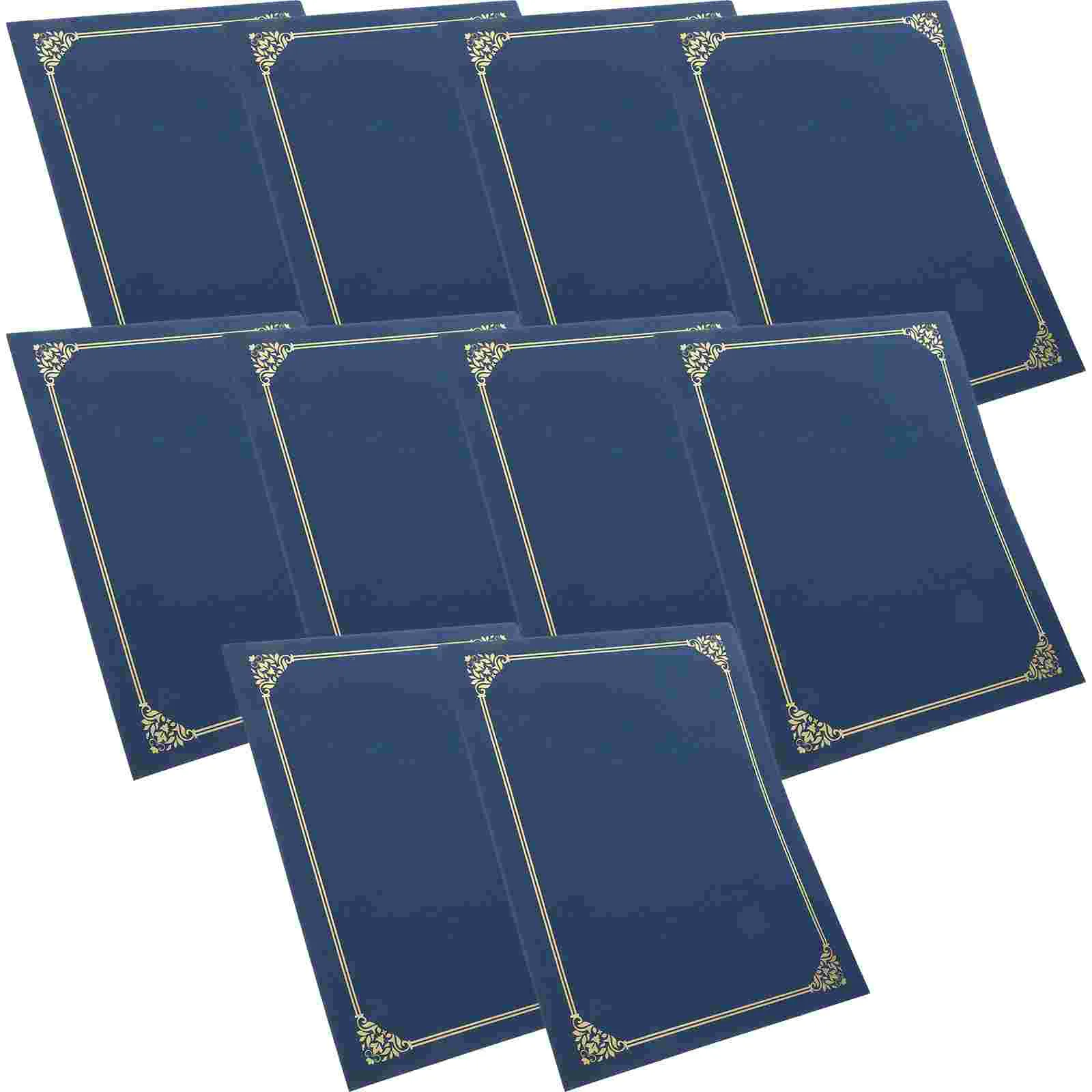 

10 Pcs Gold Leaf Certificate Cover Work Card Envelopes Diploma Holder Paper Document