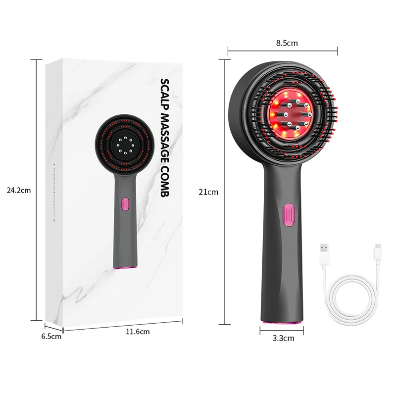 

Electric Vibration Massage Comb Red Light Therapy Hair Growth Massage Scalp Brush Anti Hair Loss Liquid Oil Applicator Hair Care