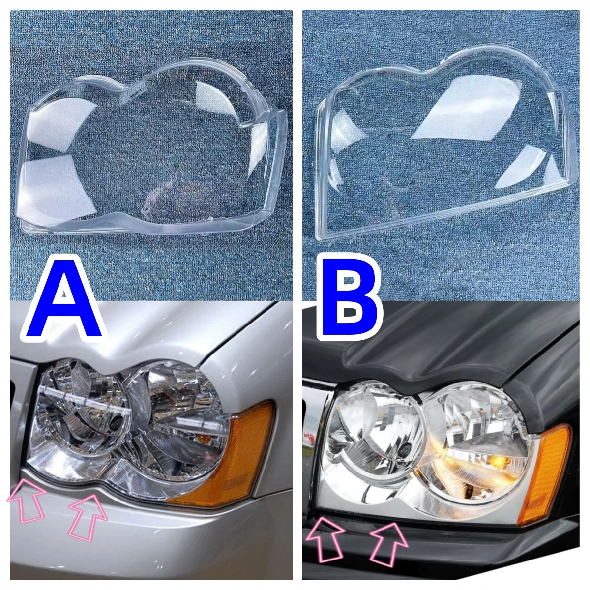 

For Jeep Grand Cherokee 2007 to 2010 Car Acccessories Front Lamp Cover Replace The Original Lens