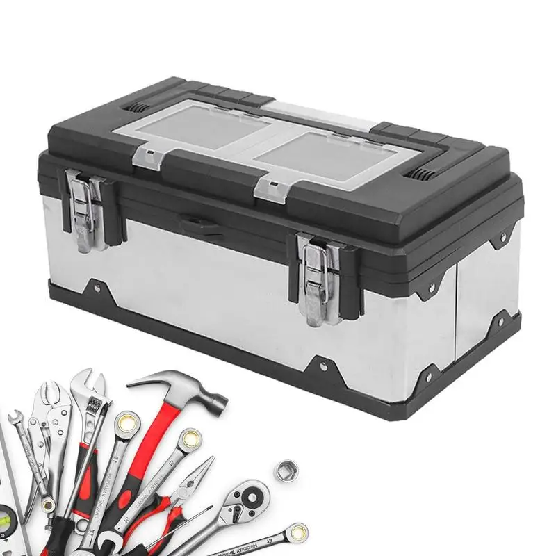 Toolbox Organizer Portable Double Layer Toolbox For Tool Storage Heavy Duty Small Parts Organizer Car Tool Box Tool Box