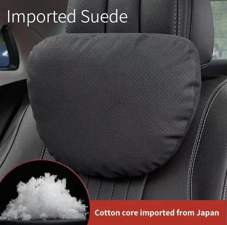 

Suede Car Headrest S-level super Soft Auto Seat Neck Support Mat Pillow Cars Accessories Compatible For Tesla Audi Auto Interior