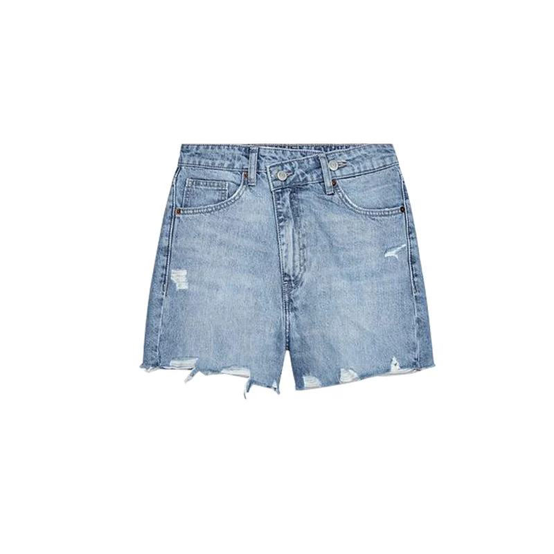 

Summer New Women's Casual Loose Comfortable Waist Cross Denim orts Straight Leg Pants Low Waist Zipper Sle Faionable