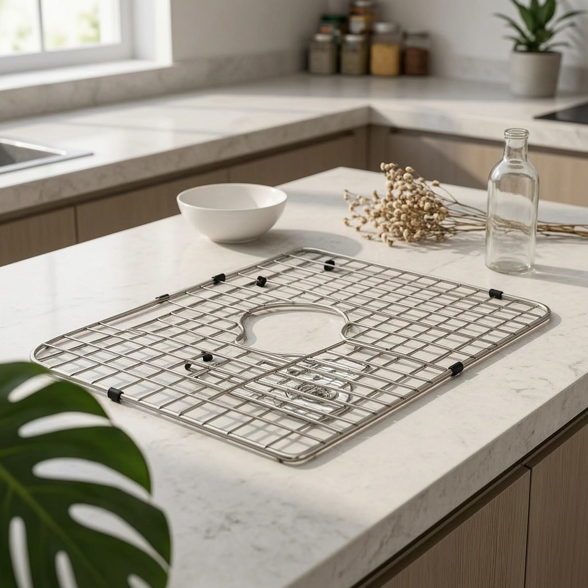 Rectangular Sink Drain Rack Rounded Corners Sink Drain Rack Kitchen Hardware Rust-Resistant Scratch Protection