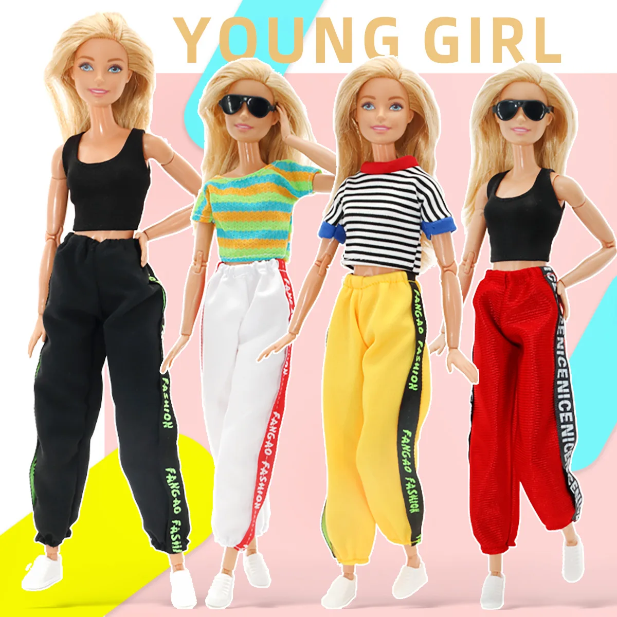 Leisure Sports Suit Style for 1/6 Barbie Doll Clothes Vest Pants Girls Accessories Toys for Children Bjd Tracksuit Short Sleeved