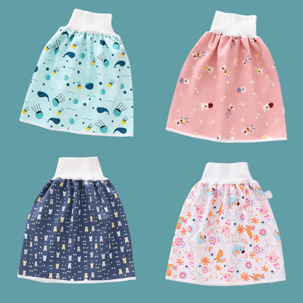 Potty Trainining Todder Kids Cotton Cherry Bear Cloud Wave Baby Diaper Skirt Flower Diaper Leak-proof Infant Training Pants