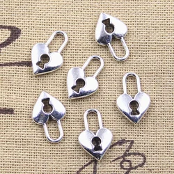 30pcs Charms Heart Lock 15x10mm Antique Silver Color Pendants DIY Crafts Making Findings Handmade Tibetan Jewelry