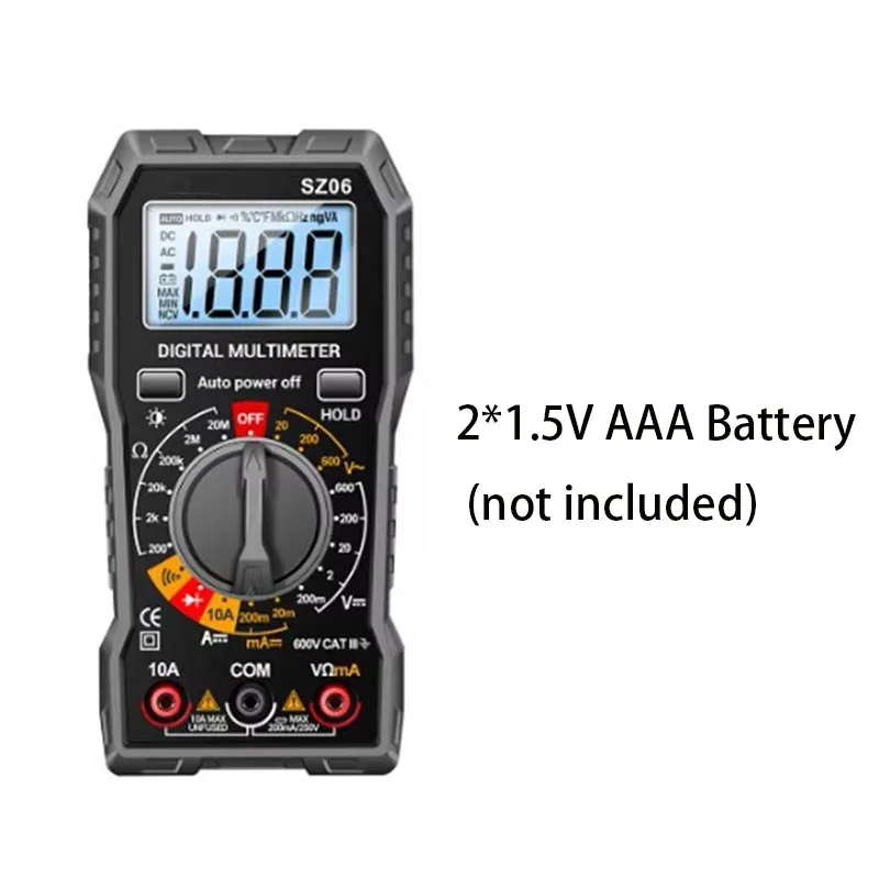 SZ06 Digital Multimeter Voltage Resistance Meter AC/DC Ammeter 600V Voltmeter Multimetr Electrician LCD Backlight Ohm Test