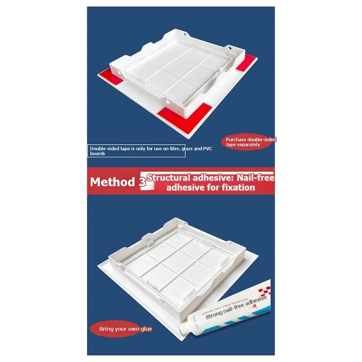 PVC Inspection Hatch Cover Plate for Drain Pipe Inspection with Double-Sided Tape, Suitable for 350mm X 350mm Opening