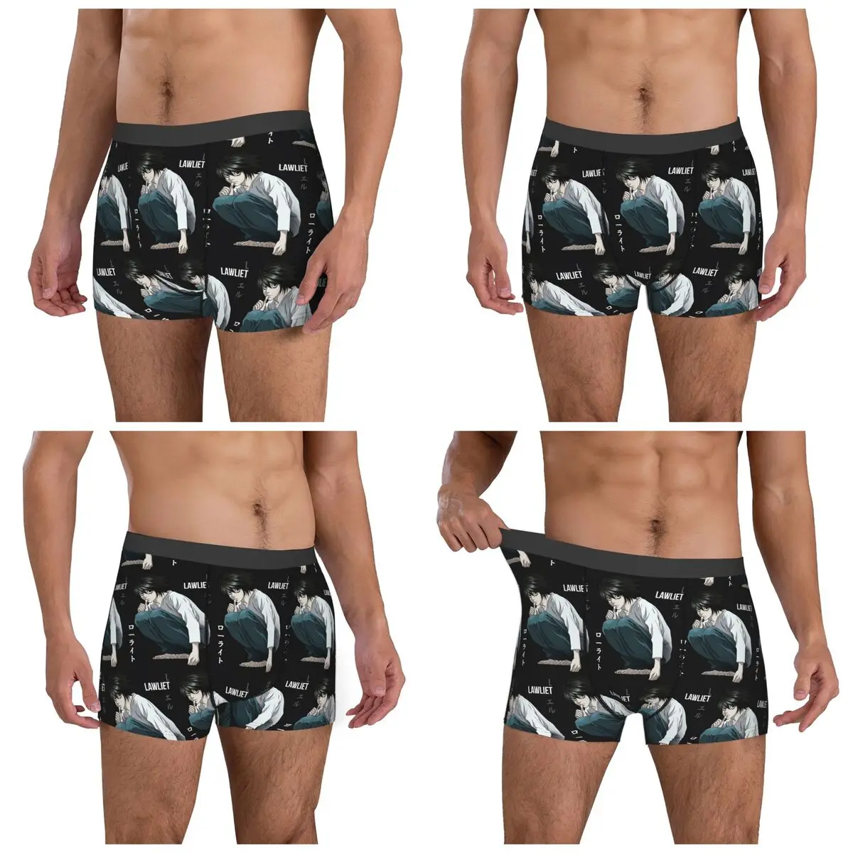 Boxer Underpants Shorts Death Note Lawlet Note Anime Panties Men Breathable Underwear for Homme Man Boyfriend Gift