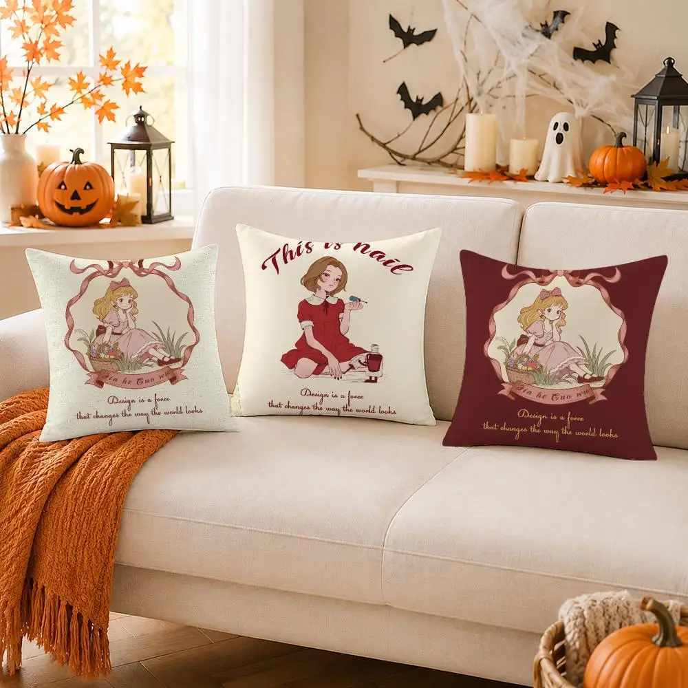 Cute girl Cushion Cover Halloween decoration trick or treat cushion cover, ghost, pumpkin head, bat decoration