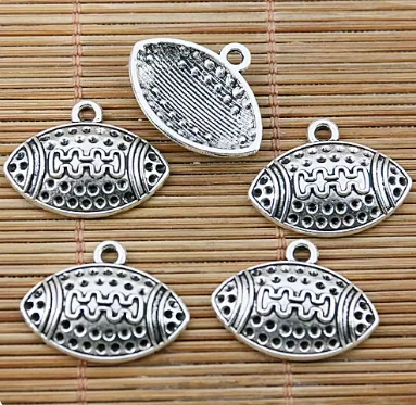 20pcs 24*15mm hole 2mm Alloy  tibetan silver oval shape football design charms HWEF1635