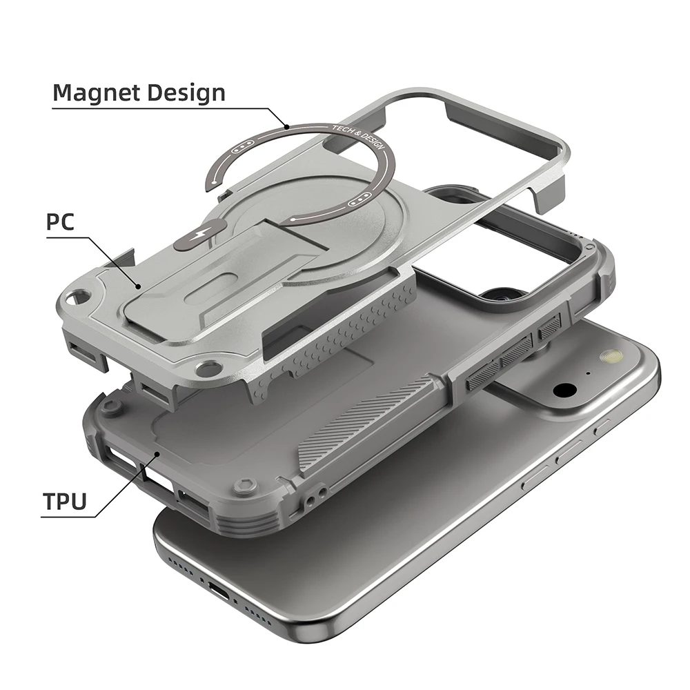 Magnetic Case Compatible Shockproof Protective Shell for iPhone 17 Pro Max 16 15 Plus 14 Pro 13 12 Pro 11 Cover view 2