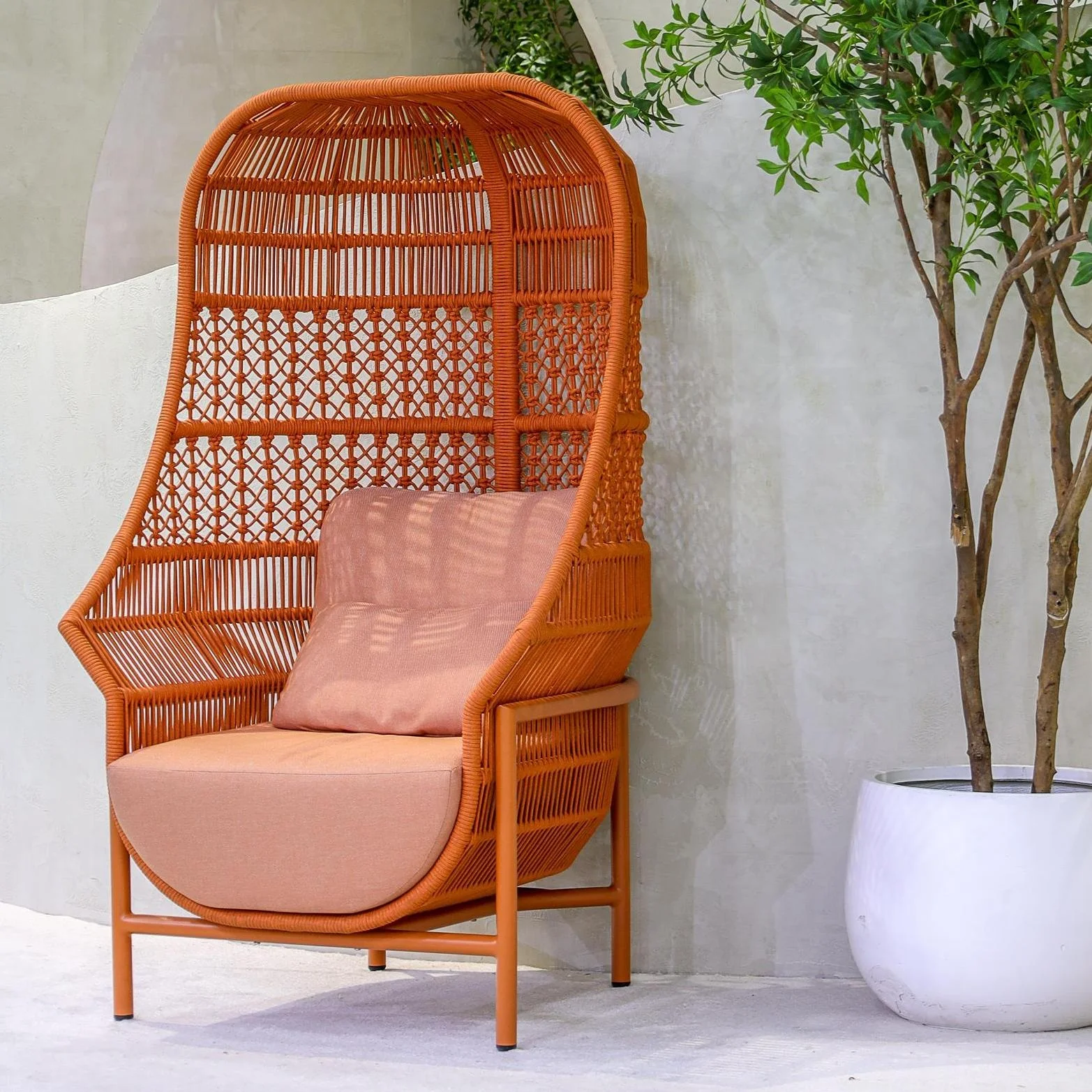 

New Design High Back Orange Garden Chairs Outdoor Waterproof protection One Seat Leisure Chair