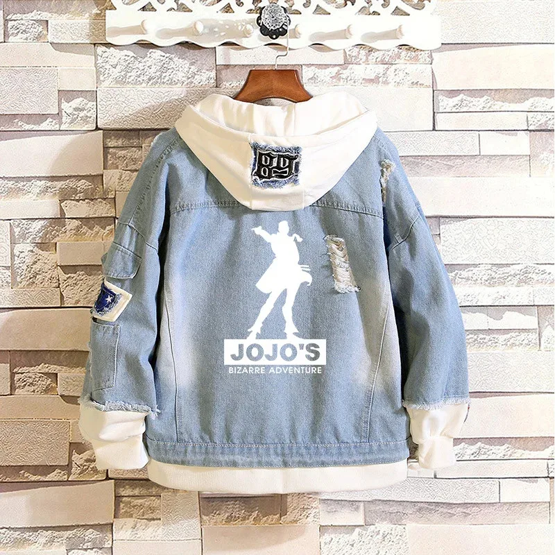 2025 New JoJo Bizarre Adventure Cosplay Hoodie Mens Boys Jacket Long Sweatshirt Harajuku Streetwear Hoodies Jeans Coa