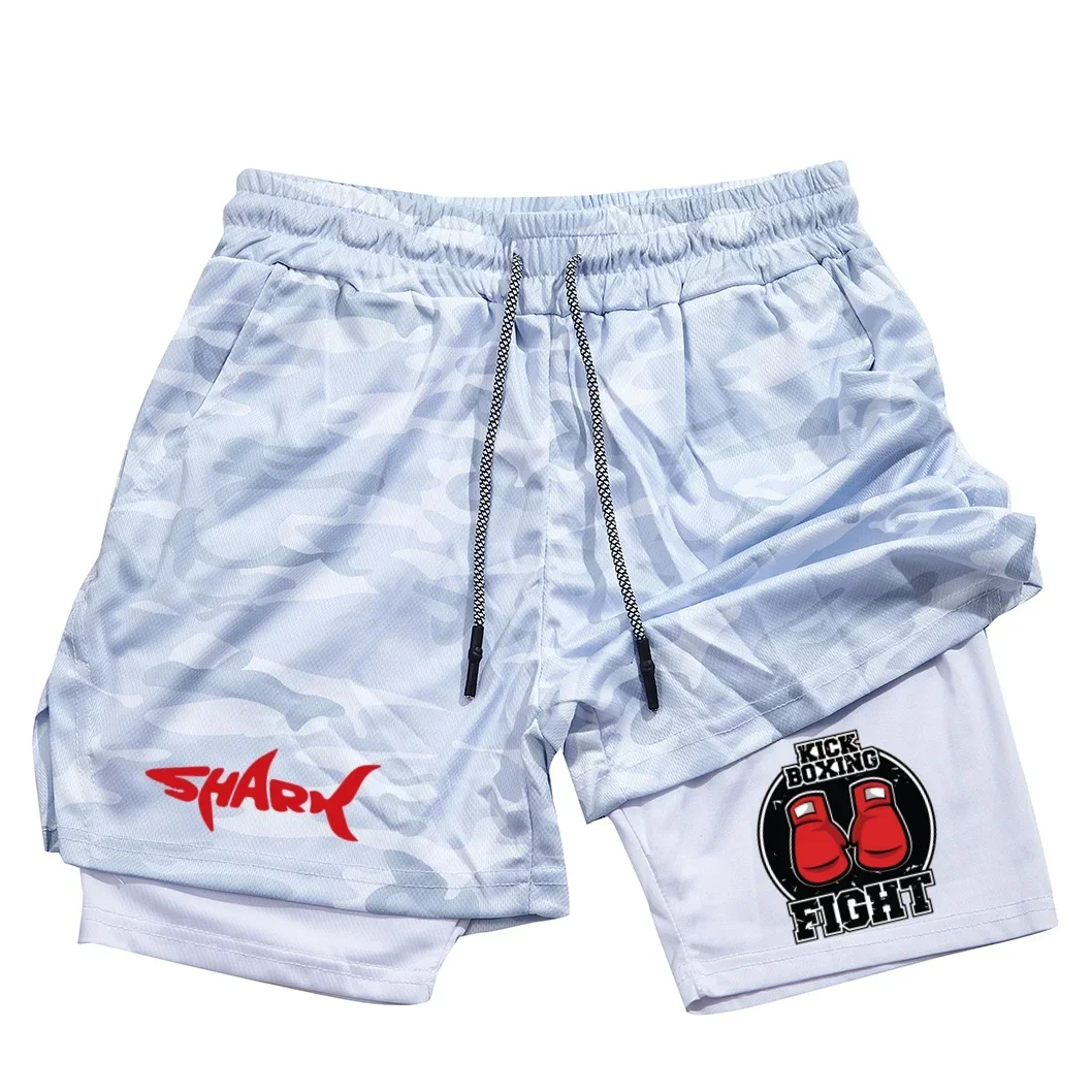 Pantalones cortos para correr para hombre, Shorts deportivos 2 en 1 para entrenamiento de gimnasia, entrenamiento de secado rápido, pantalones cortos de doble capa para correr lento, novedad de verano 2024