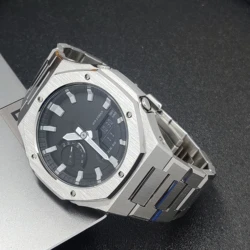 Hontao GA2100 Casioak 5th Gen Stainless Steel Watch Case Band with Replaceable Rubber Strap for Casio G Shock GA-2100/B2100/2110
