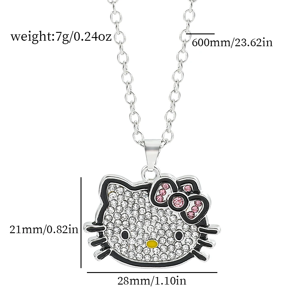 1pc Hello Kitty Hip Hop Necklace Anime Pendant Ins Fashion Hip Hop Men and Women Zircon Necklace