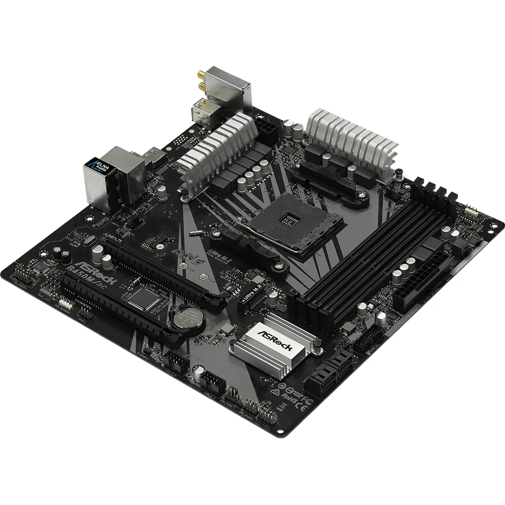 Asrock-マザーボードb450m/ac,デュアルチャネル,ddr4メモリ,am4, m.2 nvme,5600 5600g r7 5700x3d cpuをサポート