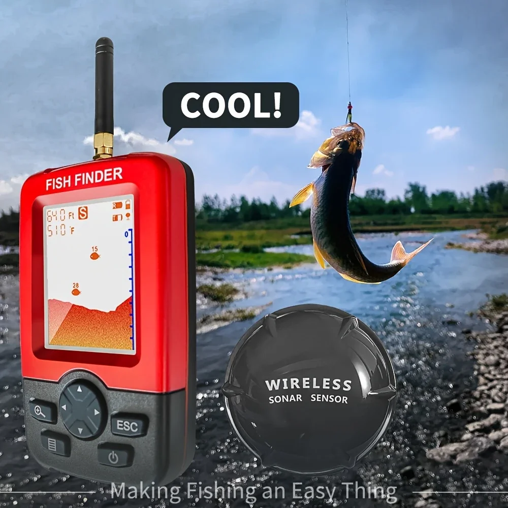 Fishing Boat Depth Finder - Taşınabilir Balık Bulucu, Kablosuz Sonar Sensörlü,