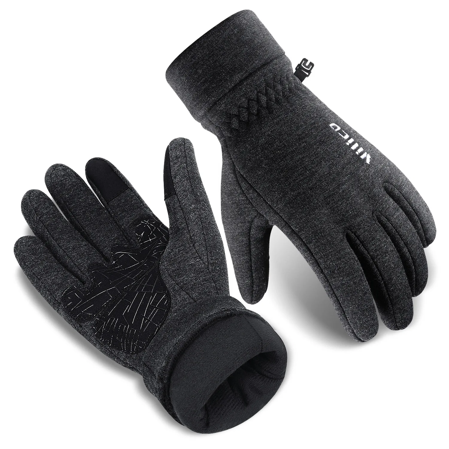 Unisex warme Fleece-Fahrradhandschuhe, Touchscreen-kompatibel, rutschfeste Fahrrad-Reithandschuhe für Männer und Frauen, Bergwandern