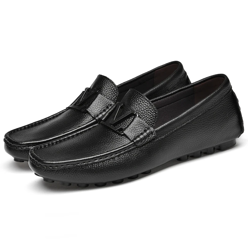 

GIOIO Black Brown Soft Genuine Leather Men Flats Height Increase Taller Shoes Comfortable Men Loafers Shoes Men Sneakers
