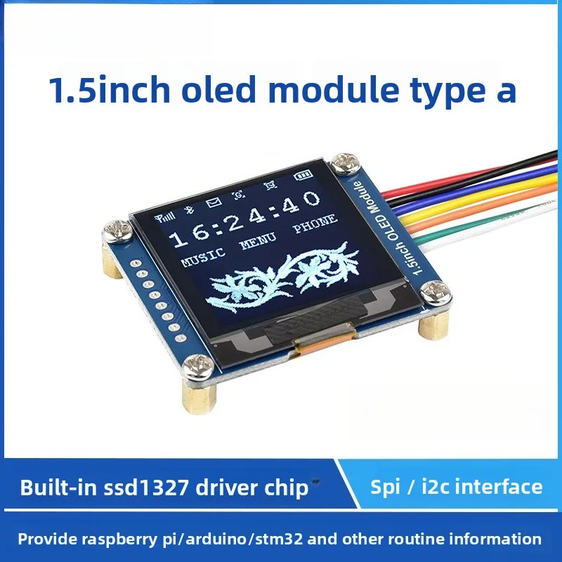 

16 Gray Levels 1.5-inch OLED Module 128×128 Resolution SPI I2C Interface Supported