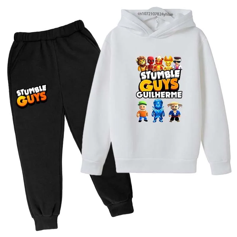 Kids Funny Game Spring Autumn 2pcs Hoodies+Pants Tracksuits 3-13 Years Boys Girls Anime Print Outfits Sets Children Clothes Suit