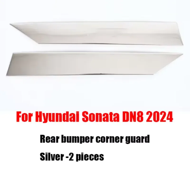 لسيارة Hyundai Sonata DN8 11th 2024-2025 واقيات زوايا المصد الأمامي والخلفي مصنوعة من مادة ABS فضية لامعة #4
