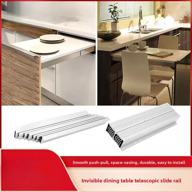 Invisible Telescopic Table Rail – 1.8-2.5M Aluminum Alloy Folding Extendable Slide Mechanism for Expandable Tables