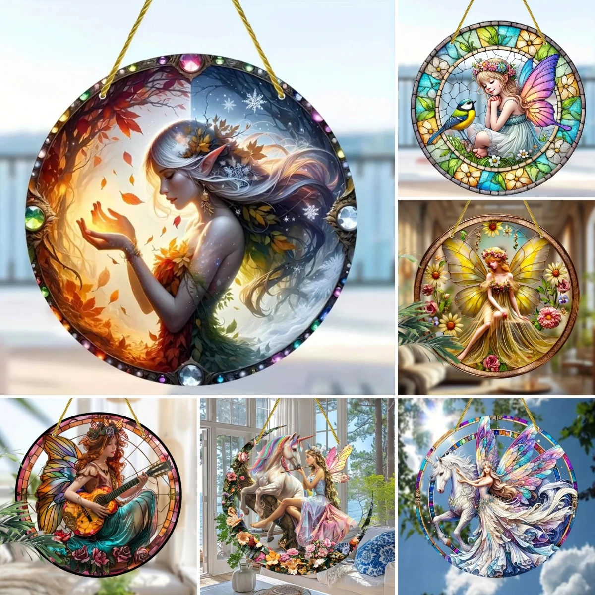 Enchanting Elf Fairy Acrylic Translucent Sun Catcher Window Door Display, Seasonal Summer Decor - for Home, Bar, for Daily Decor