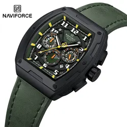 NAVIFORCE Multifunction Chronograph Wrist watches Sports Watch Leather Men's Quartz Wristwatch Waterproof Luminous High Quality