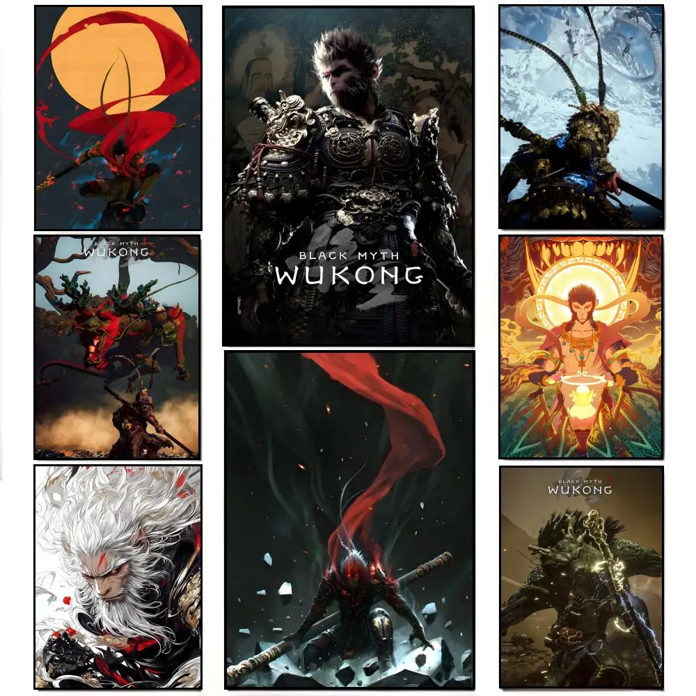 Epic Action Chinese VideoGame B-Black Myth Wukong Poster Poster HD  Waterproof Wall Sticker Bar Living Room Decor Gift