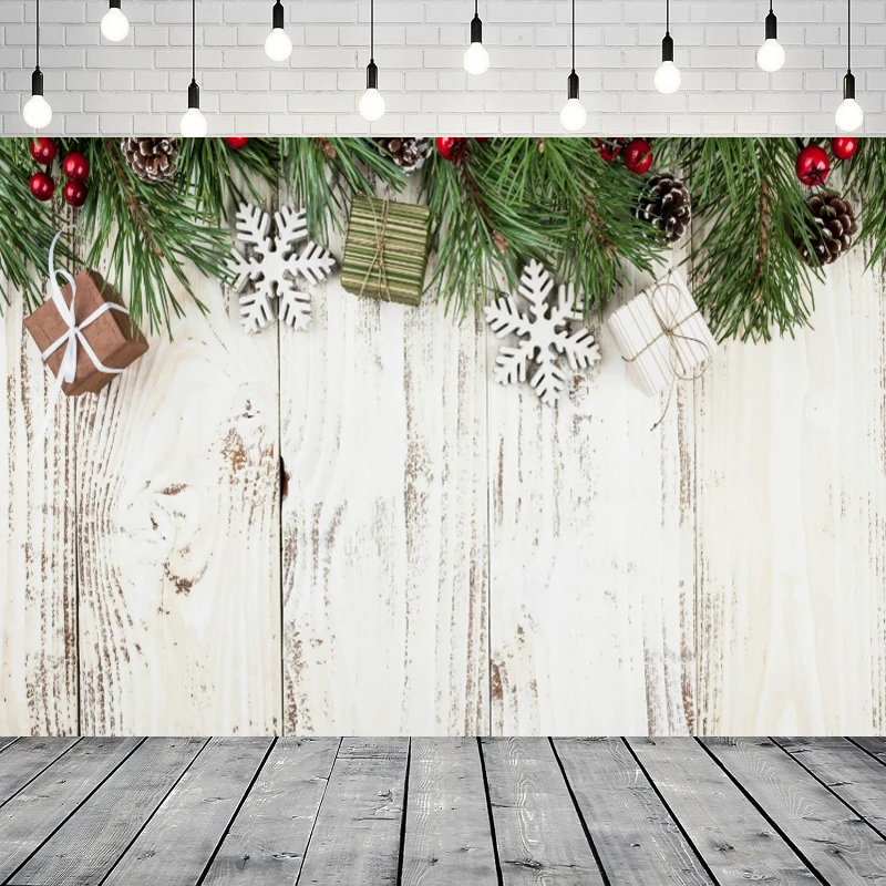 

Фон для фотосъемки, белый деревянный пол, зимний снег, рождественские шары, подарок на рождественскую елку, семейный фон для вечеринки, настенный баннер