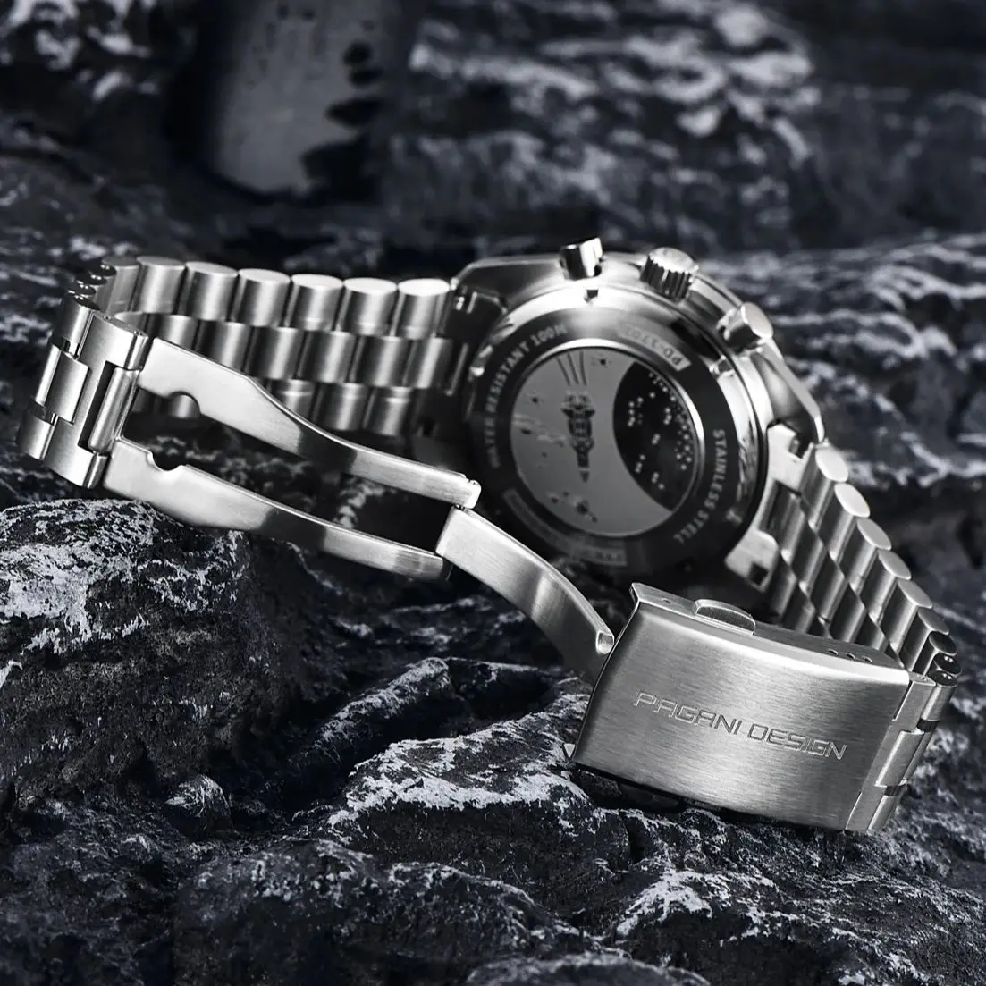 PAGANI تصميم جديد ريترو ساعة فاخرة القمر ساعات كوارتز للرجال الفولاذ المقاوم للصدأ مضيئة مقاوم للماء الرياضة كرونوغراف رجل 2025 #5