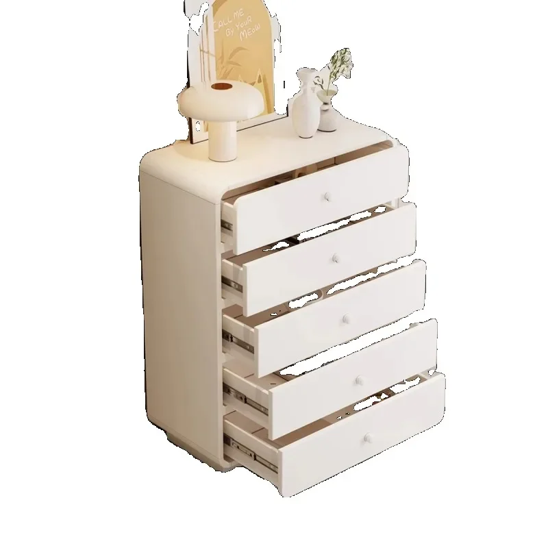 Dinner side cabinet, household solid wood bucket cabinet, modern minimalist cream style living room storage cabinet