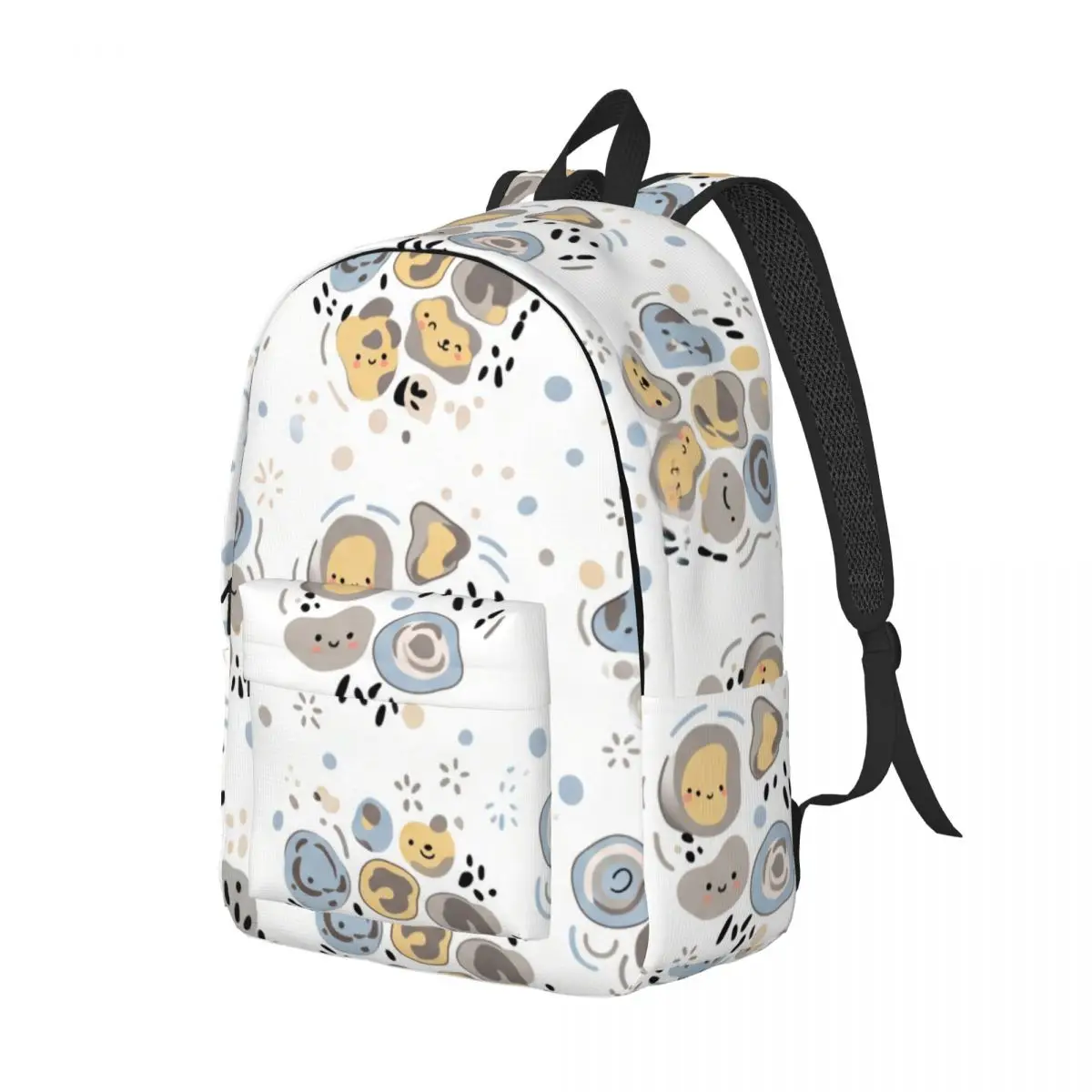 Soft Aesthetic Student Backpack Clustered Spot Dot Rosette Cute Kawaii Light Ground Daypack for College Class Weekend Gift Large