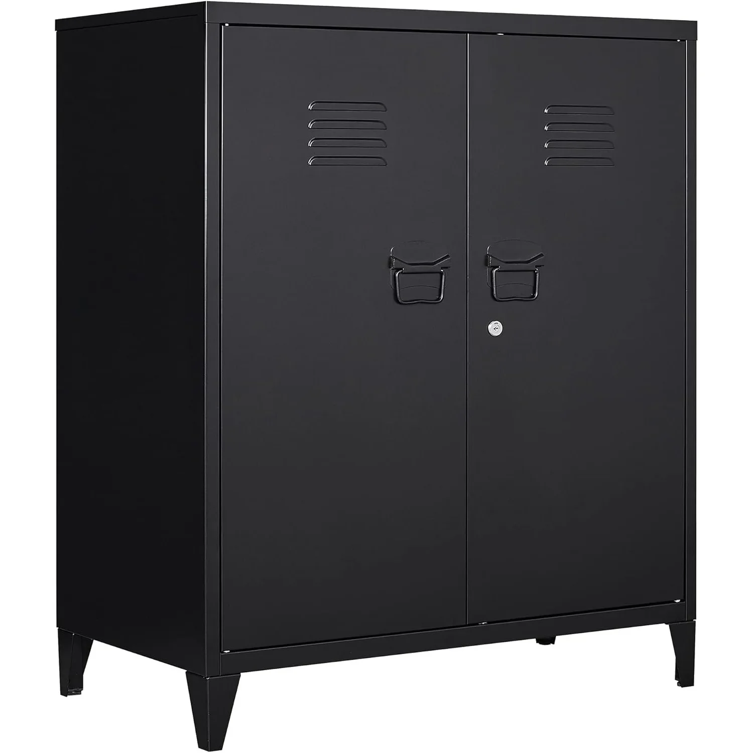 

Metal Storage Cabinet with Lock, Locking Cabinet Office Storage Cabinet with 2 Doors and Shelves,