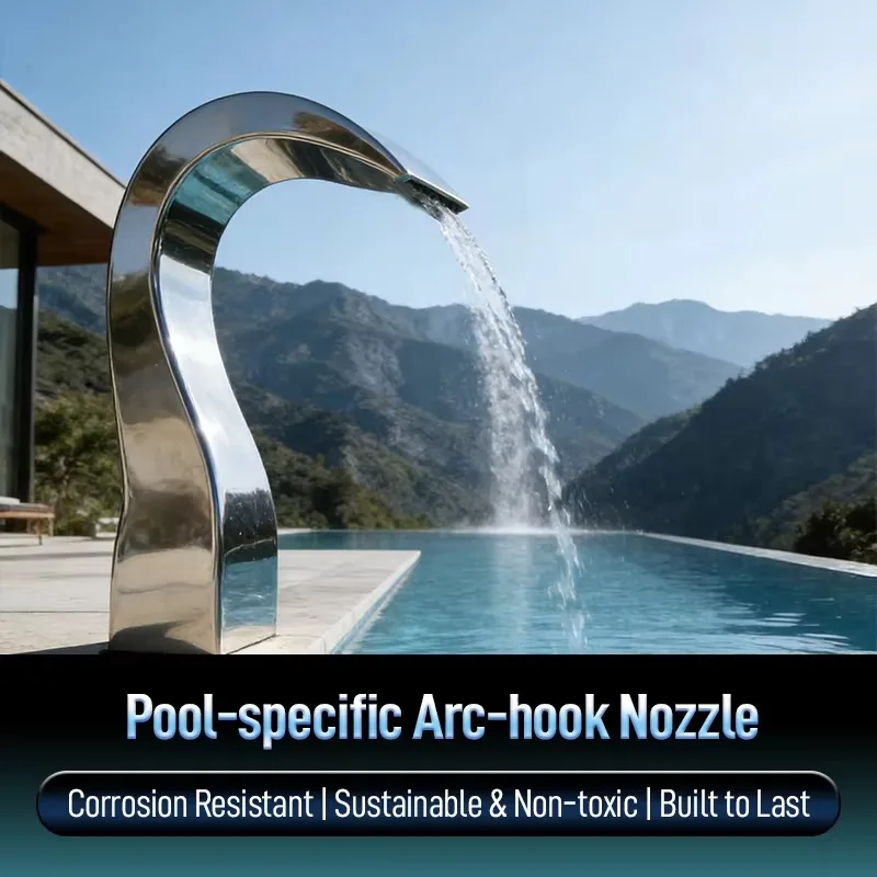Stainless Steel Arc Hook Nozzle Water Curtain Fountain Jet Spa Waterfall Sprayer For Pool Bathtub Pond Rustproof Solid Equipment