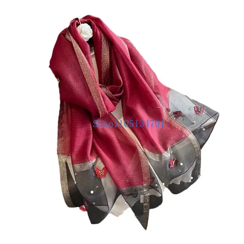 

98km Long Embroidery Shawl Lightweight Neck Scarf Stylish Stole For Women