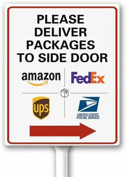 8X12 Inches Please Deliver All Packages to Side Door Right Arrow Delivery Sign for Delivery Driver Delivery Instructions fo sign