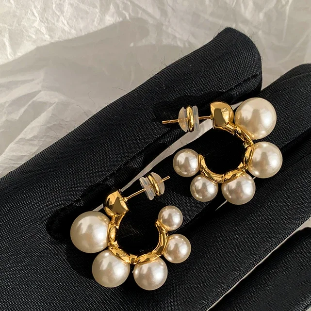 

Europe America Fashion Pearl Gold Earrings Women High Quality Boutique Jewelry