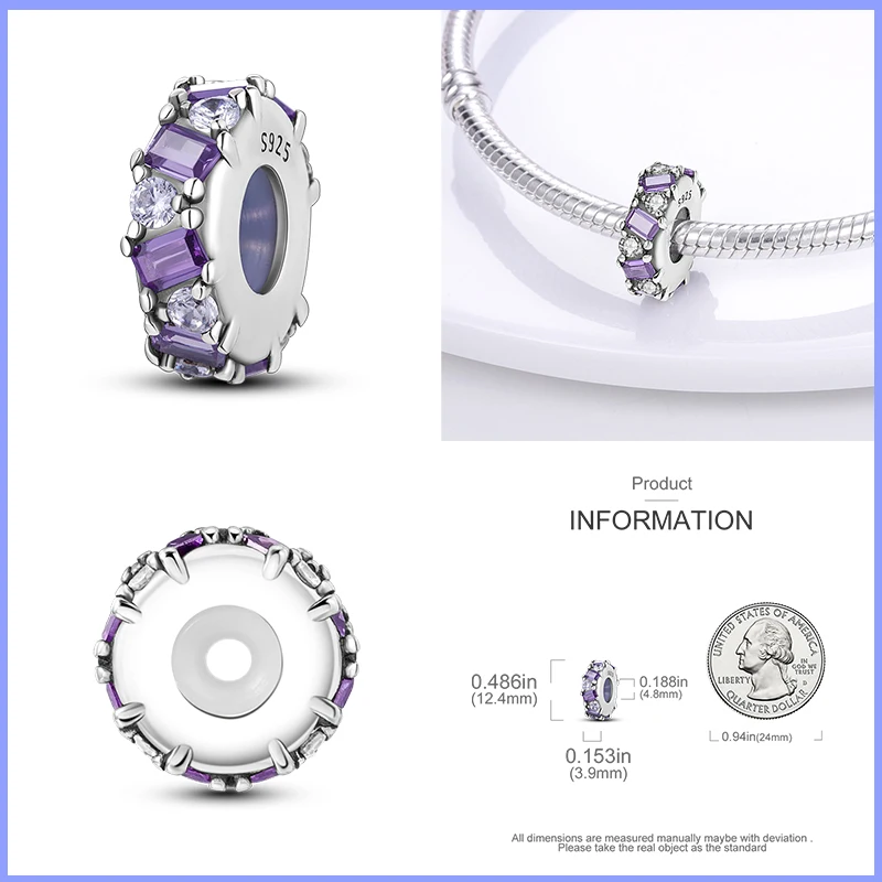 Cuentas espaciadoras de silicona de garra de gato de Plata de Ley 925, circonita de colores, se adapta a la Pulsera Original Pandora, hermoso regalo de joyería DIY