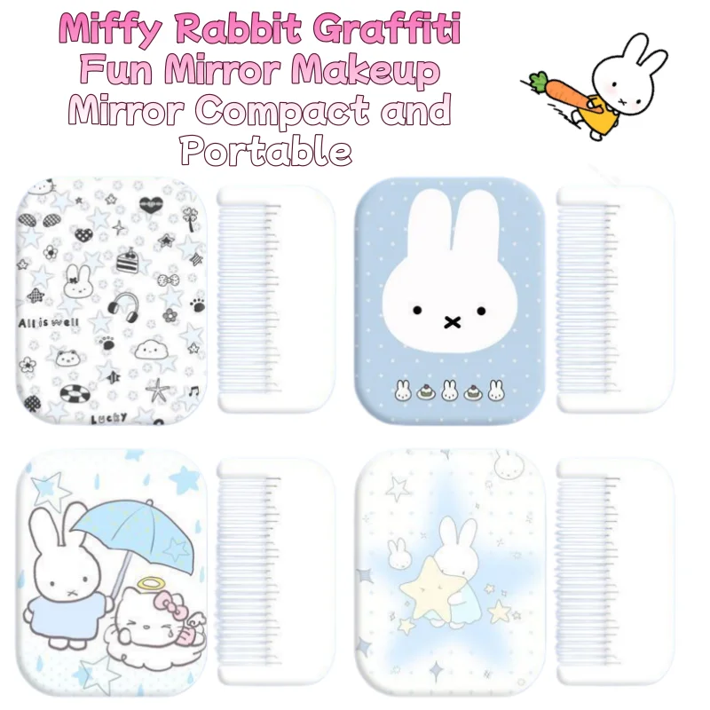

Зеркало для макияжа с мультяшным рисунком кролика Миффи, забавное, милое, маленькое, портативное, складное, для студентов, ручное, для макияжа, с высоким качеством изображения