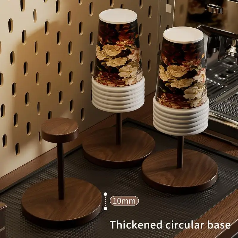 Walnut Colored Wooden Disposable Paper Cup Holder, Suitable for Household Coffee Corners, Kitchens, and Small Bar Counters
