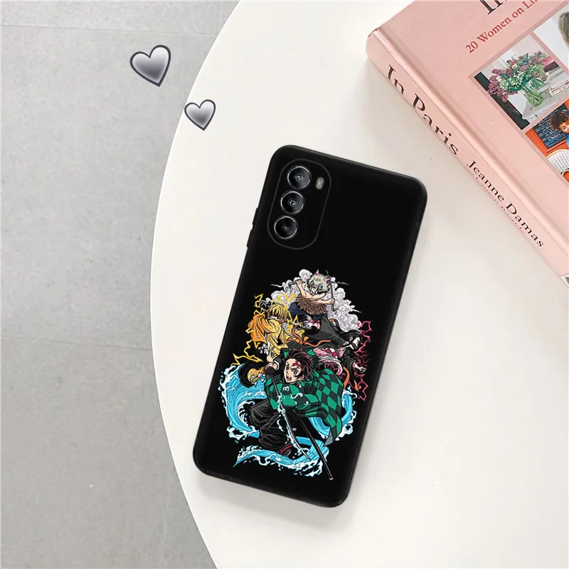 Silicone Black Phone Case for Moto G72 G53 G73 G9 G50 G51 G60 G71 G22 G32 G52 Demon Slayer Kimetsu no Yaiba Edge 30 20 40 Cover