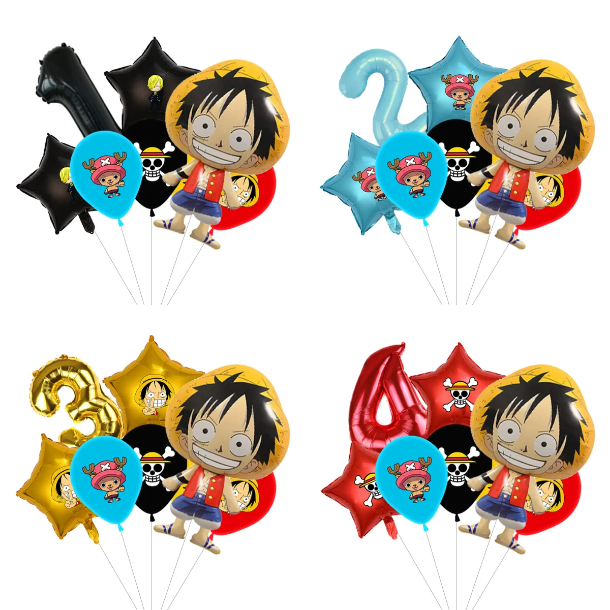 

One Piece Anime Themed Balloons Pack Cartoon Figure Balloons For Kids Boys Birthday Party Decor Supplies