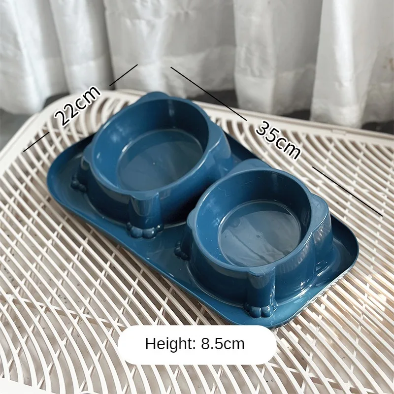 Cat Bowl Double Dog Food Bowl Stainless Steel Anti Overturning Cat Drinking Water and Feeding Bowl Oblique Mouth Pet Supplies