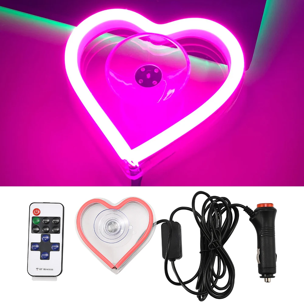 LED Light Heart-shaped Atmosphere Lamp Car Interior Decorative Ambient Neon Color Decorative Car Window LED Ambient Lights