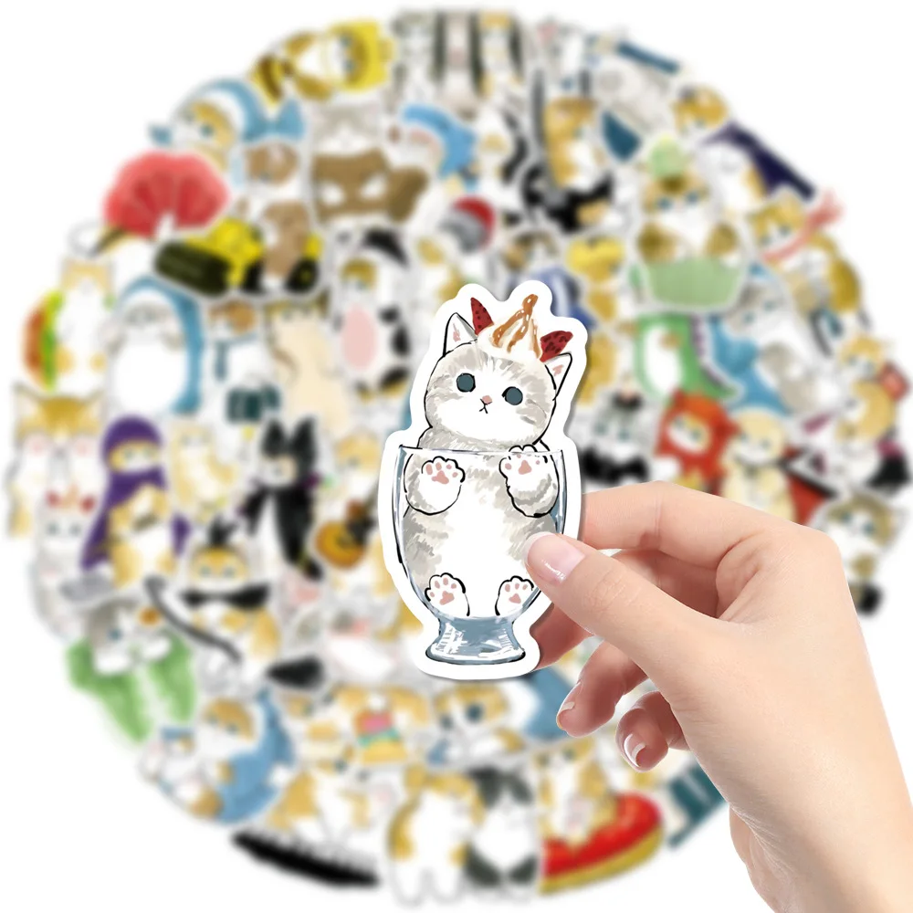 10/30/50/100PCS Funny Cat Cartoon Stickers Cute Decorative Stationery Scrapbook Notebook Phone Diary DIY Graffiti Sticker Toy